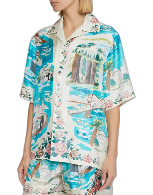 Hawaiian Silk Bowling Shirt