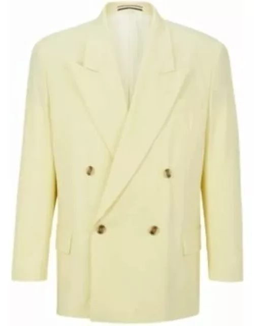 Relaxed-fit gender-neutral jacket in cotton twill- Light Yellow Men's Sport Coat