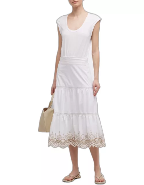 Amaia Tiered Embroidered Midi Dres