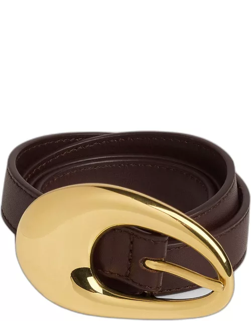 Drop Leather Belt With Brass Buckle