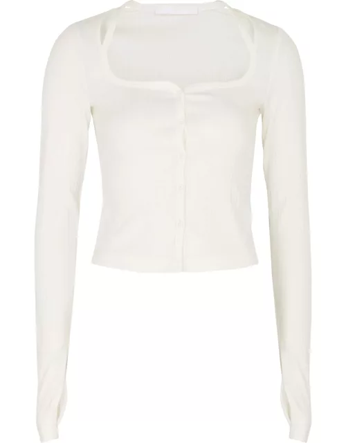 Helmut Lang Cut-out Cropped Stretch-jersey Top - White