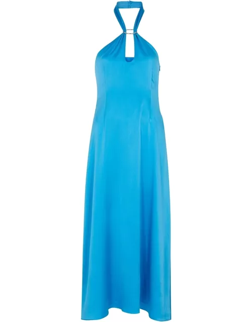 Rejina Pyo Lily Halterneck Stretch-silk Satin Midi Dress - Blue