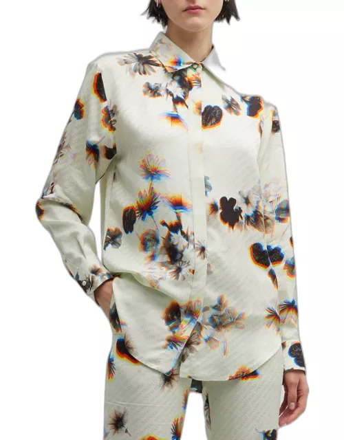 Brit Blur Floral-Print Button-Down Shirt