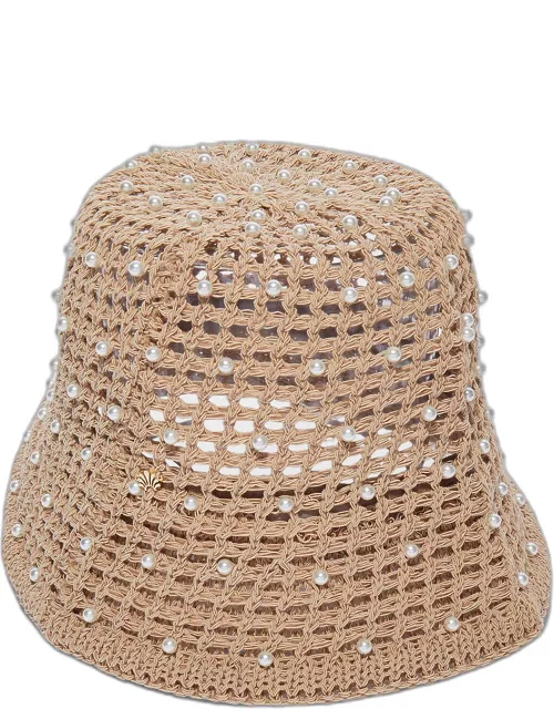 Open Weave Pearly Raffia Bucket Hat