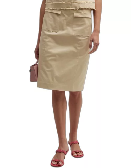 Straight-Fit Poplin Midi Skirt