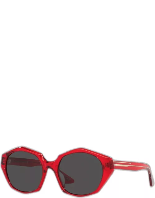 1971C Red Round Acetate Sunglasse