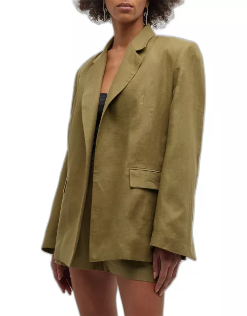 Lycia Linen Open-Front Jacket