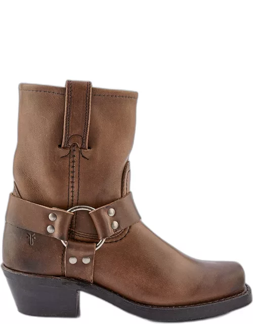 Leather Short Harness Moto Boot