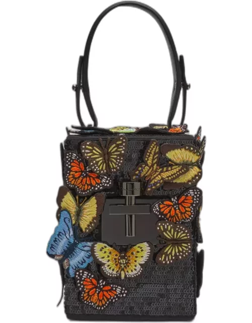 Alibi Butterfly Sequin Cube Top-Handle Bag