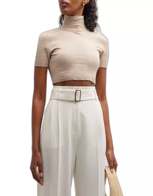 Aire Turtleneck Short-Sleeve Crop Sweater