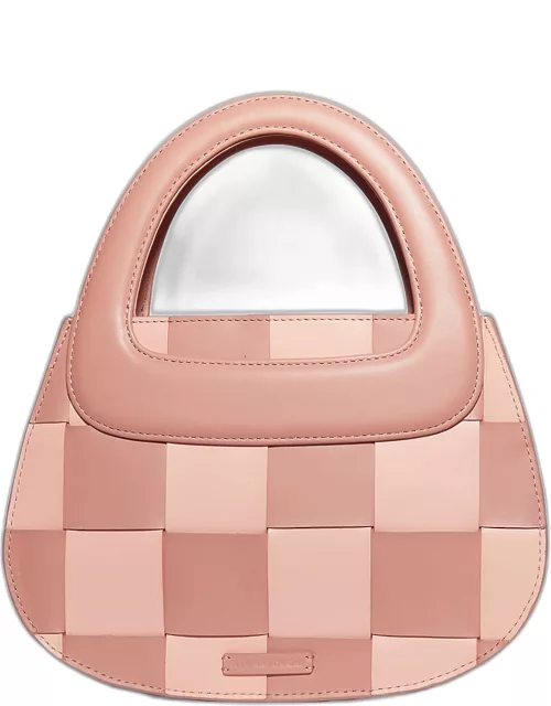 Carla Checkered Leather Top-Handle Bag