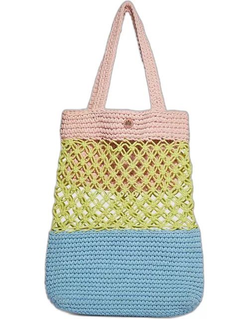 Multicolor Crochet Straw Tote Bag