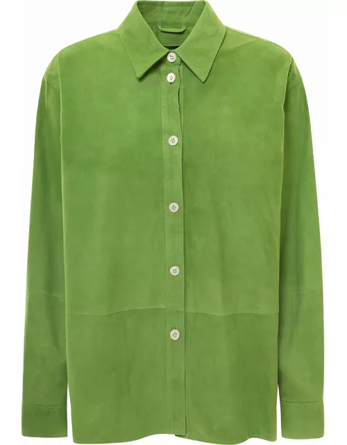 ARMA Matcha Green Long Sleeve Shirt In Suede Woman