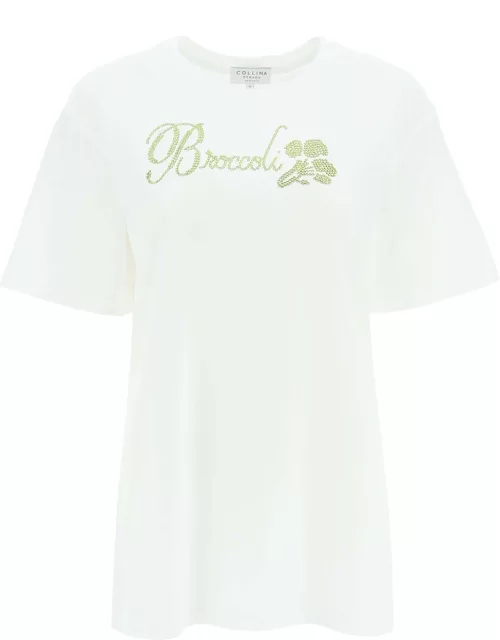 Collina Strada Organic Cotton T-shirt With Rhinestone
