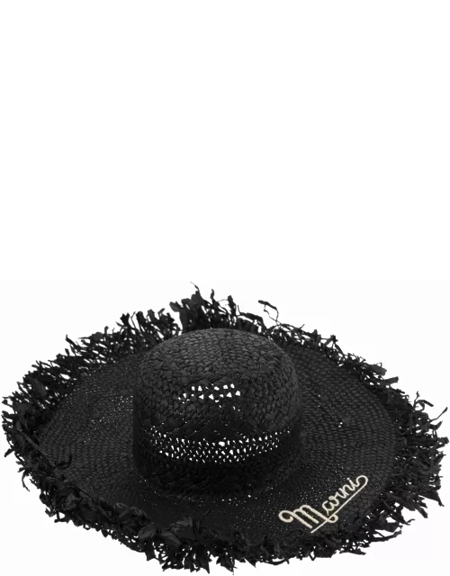 Marni Raffia Hat With Logo
