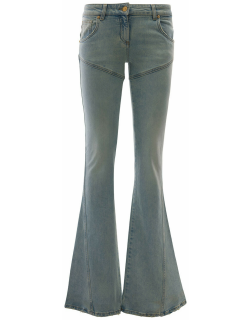 Blumarine Light Blue Five-pocket Style Jeans With Diagonal Stitching In Stretch Cotton Denim Woman