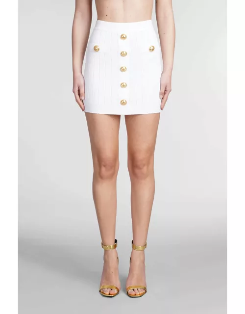 Balmain Skirt In White Viscose