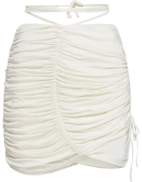 ANDREĀDAMO Draped Jersey Mini Skirt With Cut-out An