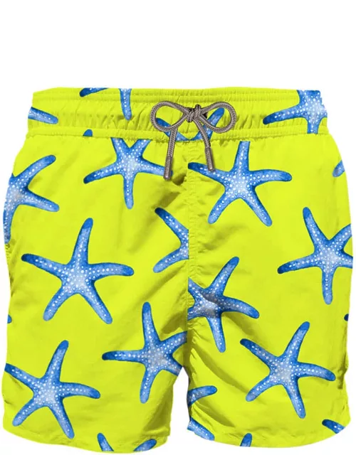 MC2 Saint Barth Yellow Mid-length Swim Shorts With Sea Star