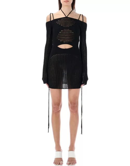 ANDREĀDAMO Ribbed Knit Mini Dress With Cut-out