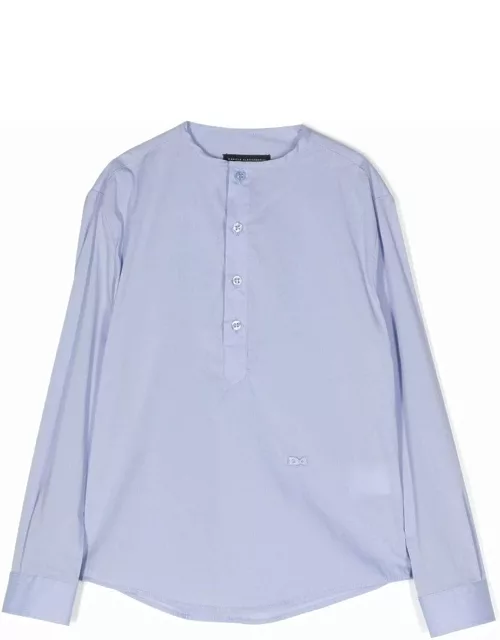 Daniele Alessandrini Collarless Shirt With Embroidered Logo