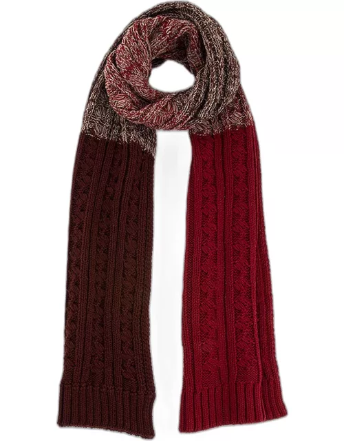 Dents Ombré Cable Knit Scarf In Claret