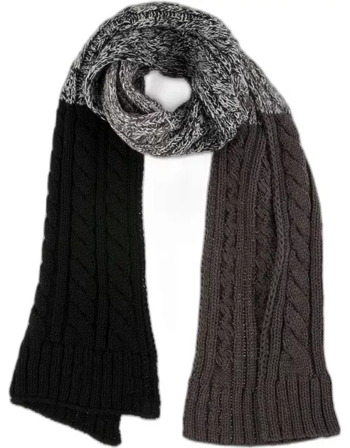 Dents Ombré Cable Knit Scarf In Grey