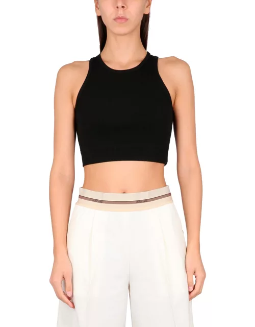helmut lang crop top with cut out detai