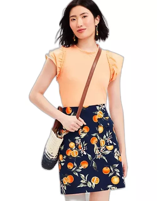 Loft Orange Harvest Button Pocket Shift Skirt