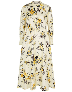 Tory Burch Floral-print Silk Midi Shirt Dress - Cream