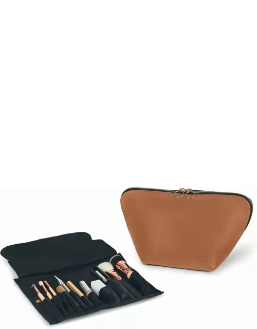 Vacationer Leather Makeup Bag w/ Organizer