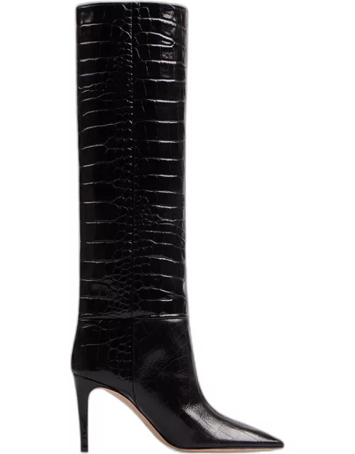 85mm Mock-Croc Stiletto Knee Boot
