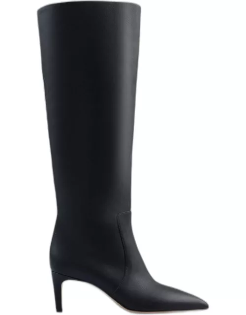 Leather 60mm Low Stiletto Knee Boot