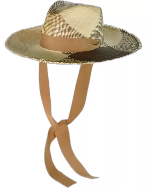 Hojas Large-Brim Straw Hat with Strap
