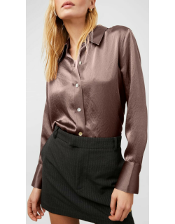 Andrea Satin Button-Front Top