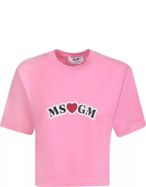 MSGM Graphic Logo Pink T-shirt