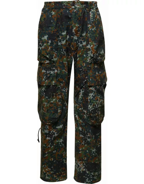 Dsquared2 Multicolor Cargo Pants With Camo Print In Stretch Cotton Man