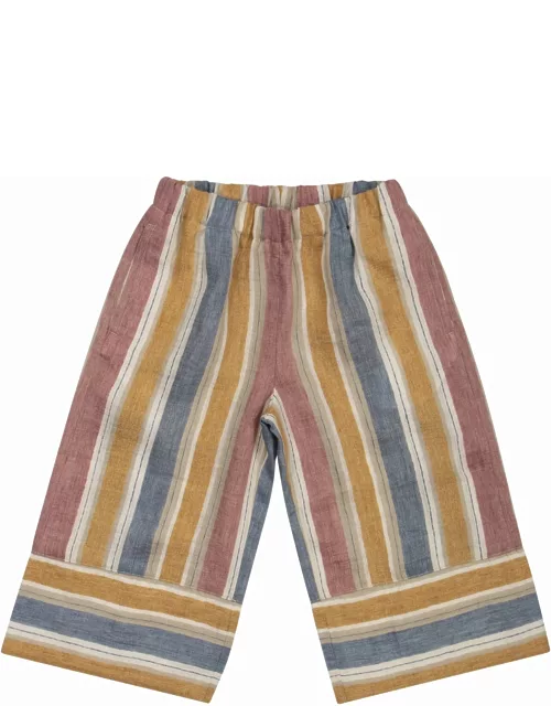 Il Gufo Linen Blend Striped Capri Trouser