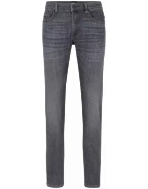 Slim-fit jeans in lightweight gray comfort-stretch denim- Grey Men's Jean