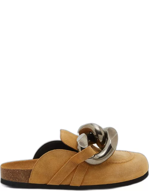Suede Chain Loafer Mule
