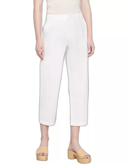 Mid-Rise Washed Cotton Cropped Pant