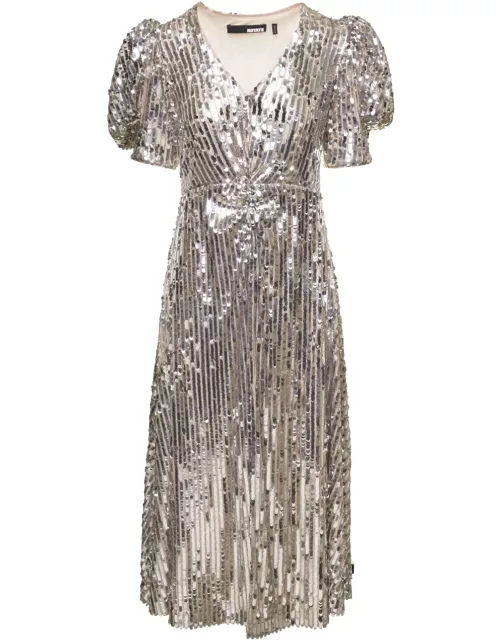 Rotate by Birger Christensen sierina Silver-tone Midi Dress With All-over Sequins Woman Rotate