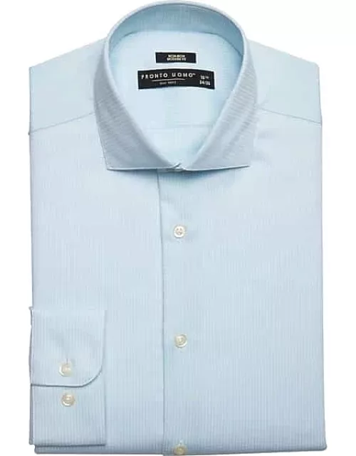 Pronto Uomo Men's Modern Fit Spread Collar Dress Shirt Check Blue Check