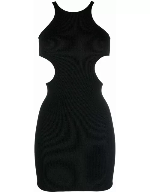 Black beach mini dress with cut-out detai