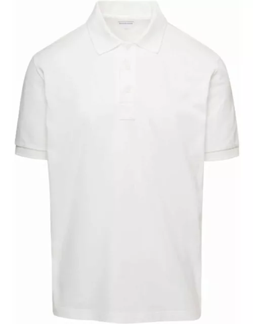 White polo shirt in Piqué Jersey