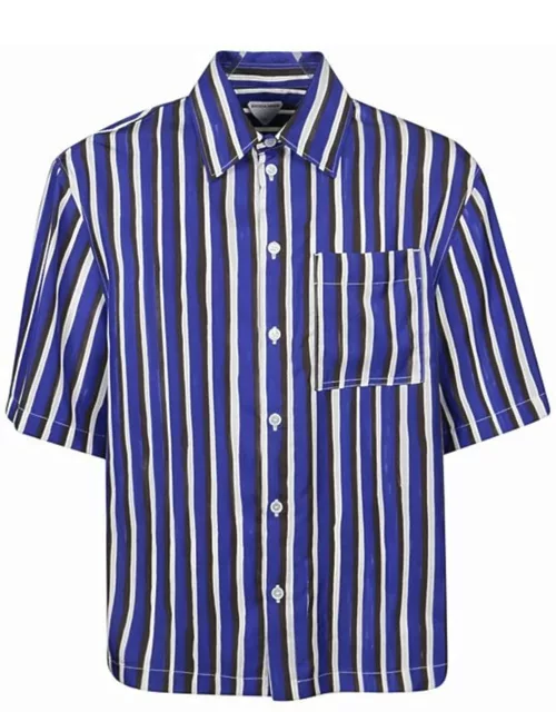 Blue hand-drawn stripe print shirt
