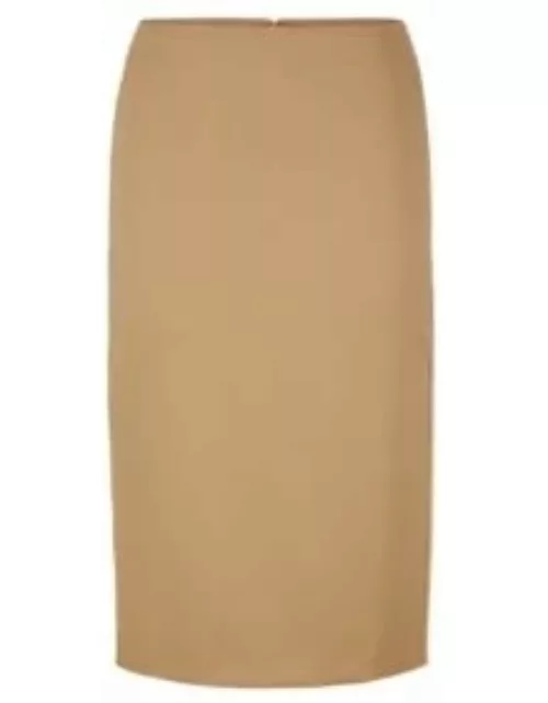 Responsible-wool pencil skirt with tonal side stripes- Beige Women's Pencil Skirt
