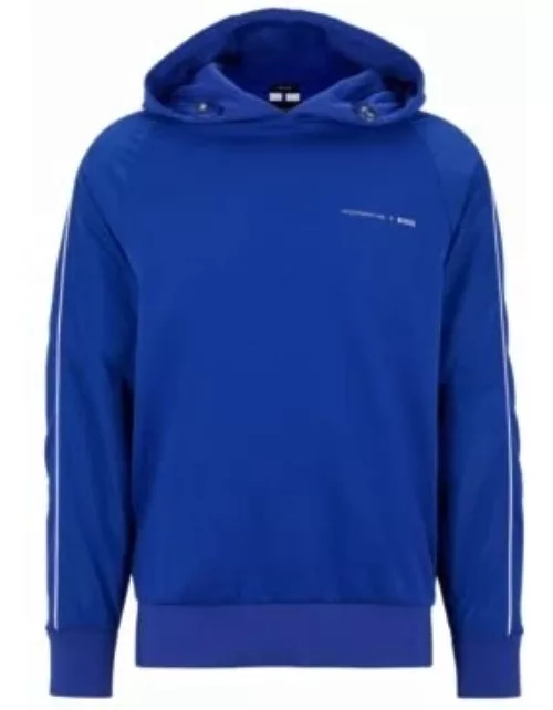 Porsche x BOSS Water-repellent hoodie in a mercerized-cotton blend- Blue Men's Tracksuit