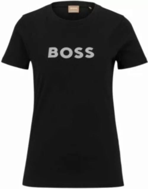 BOSS x Alica Schmidt organic-cotton T-shirt with logo- Black Women's T-Shirt