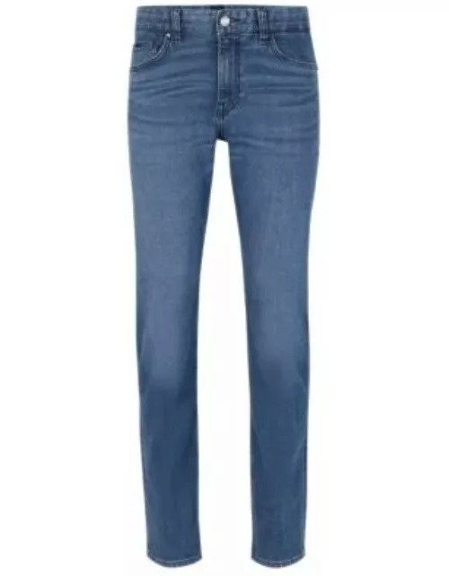Slim-fit jeans in blue comfort-silk denim- Dark Blue Men's Jean